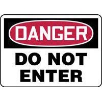 Accuform Signs MADM138VS Accuform Signs 7\" X 10\" Red, Black And White Adhesive Vinyl Value Admittance Sign \"Danger Do Not Enter